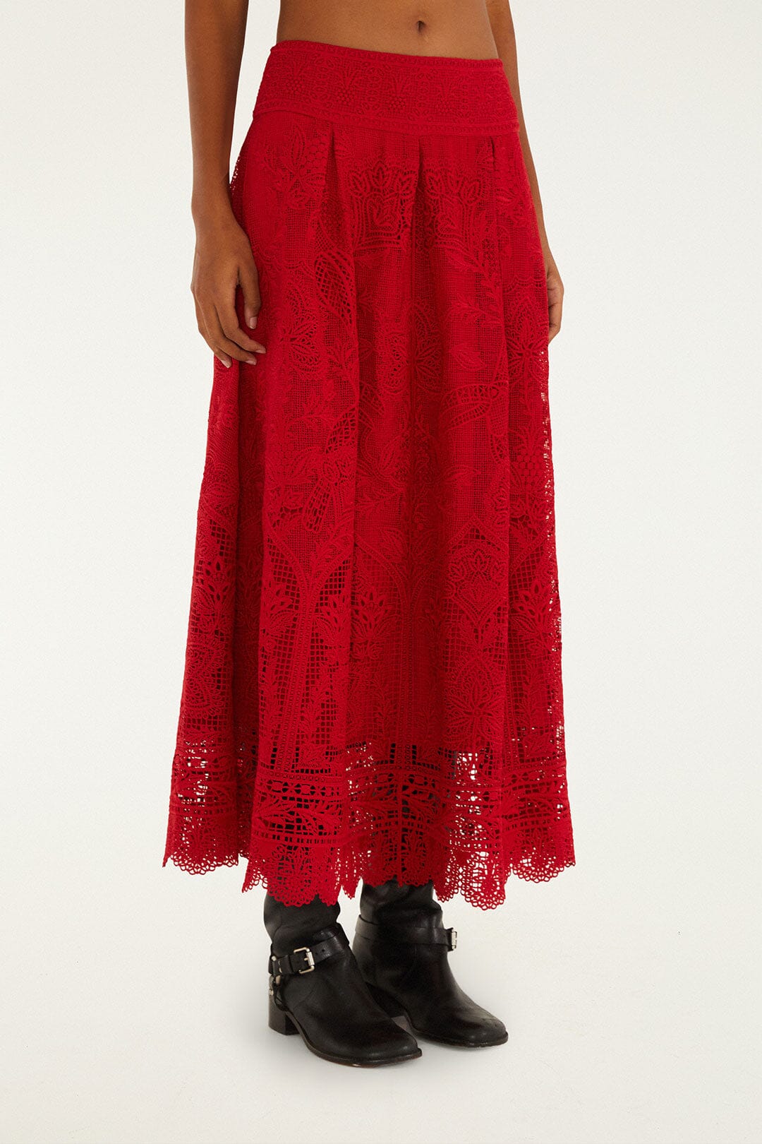 Red Guipure Boho Garden Skirt