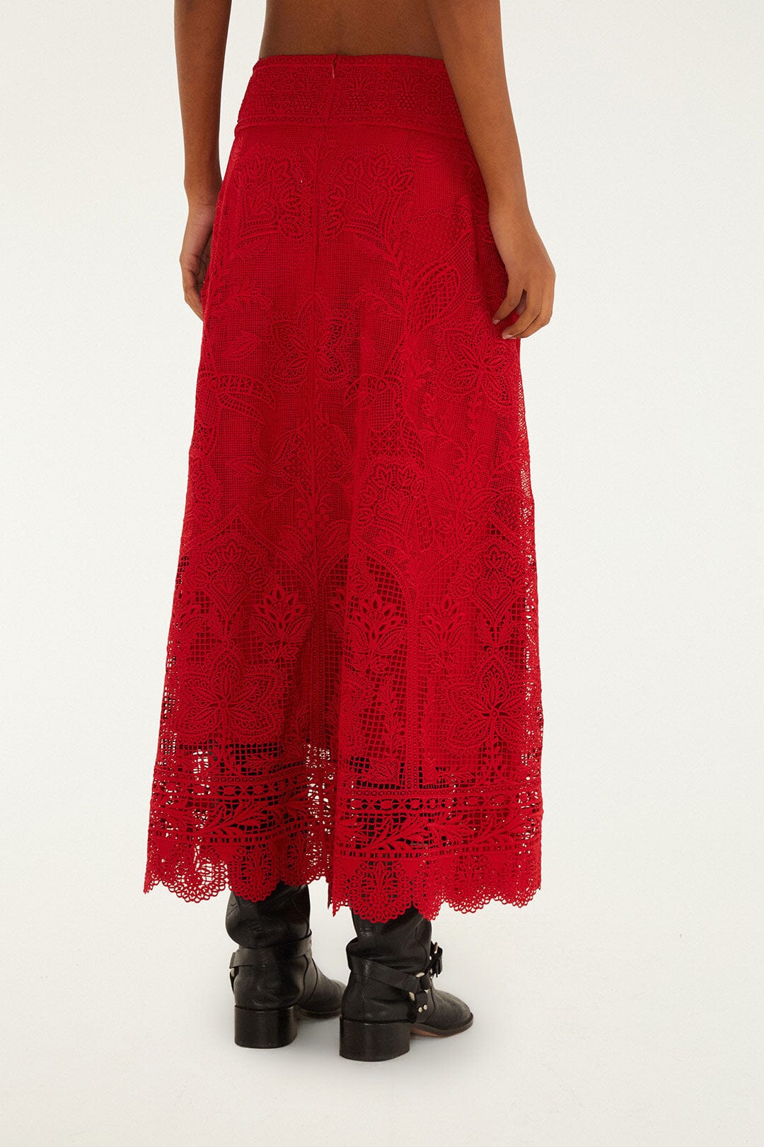 Red Guipure Boho Garden Skirt
