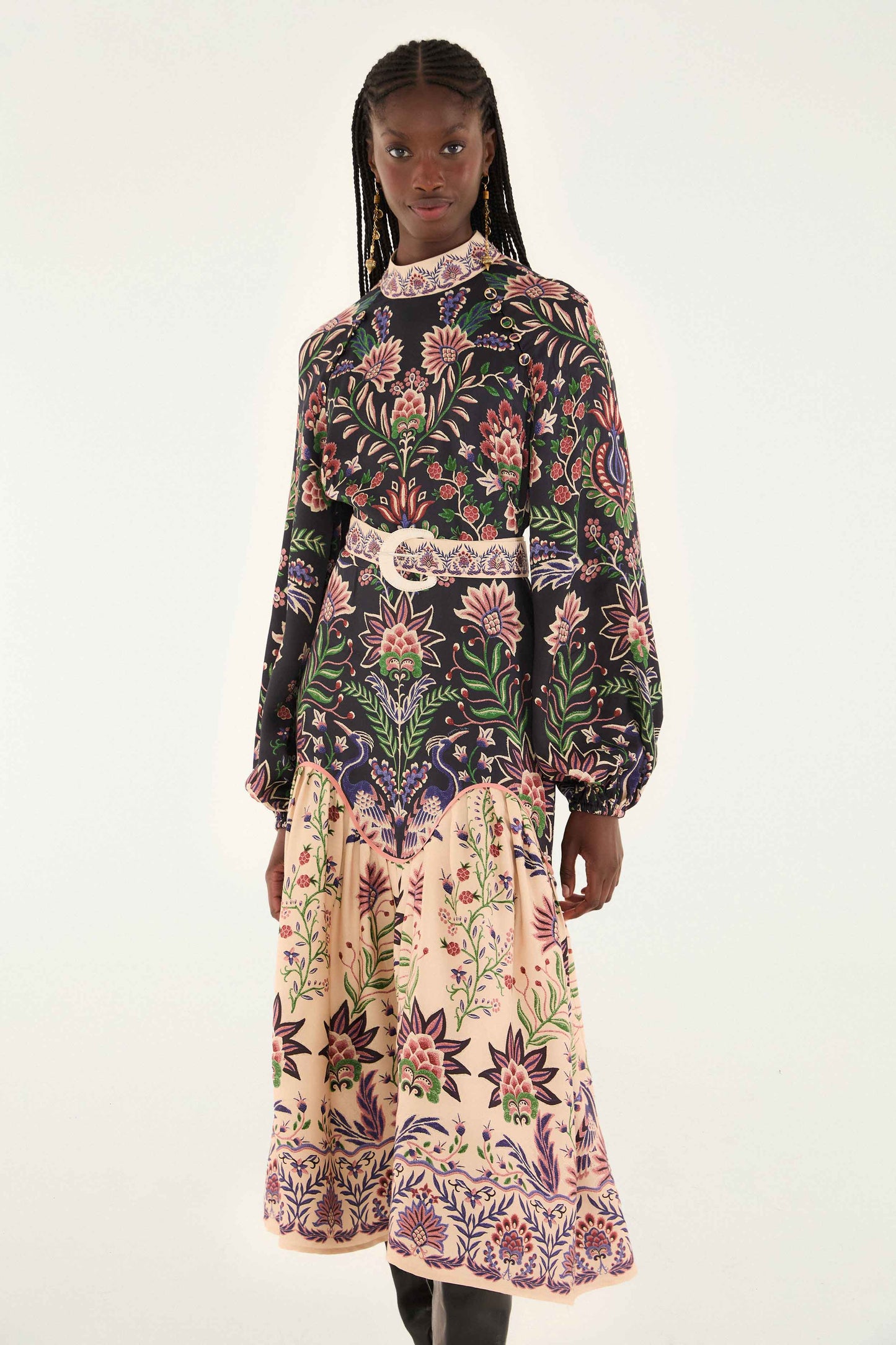 Marvelous Garden Black Midi Dress