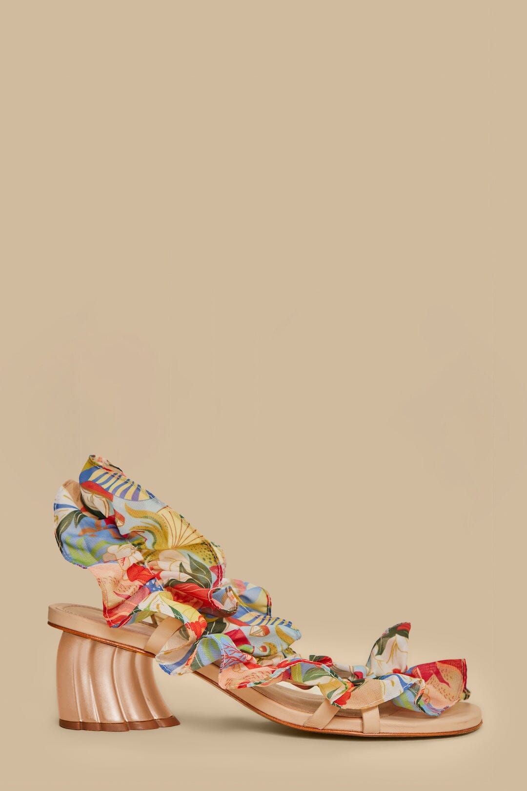 Multicolor Ocean View Monstera Heeled Sandal
