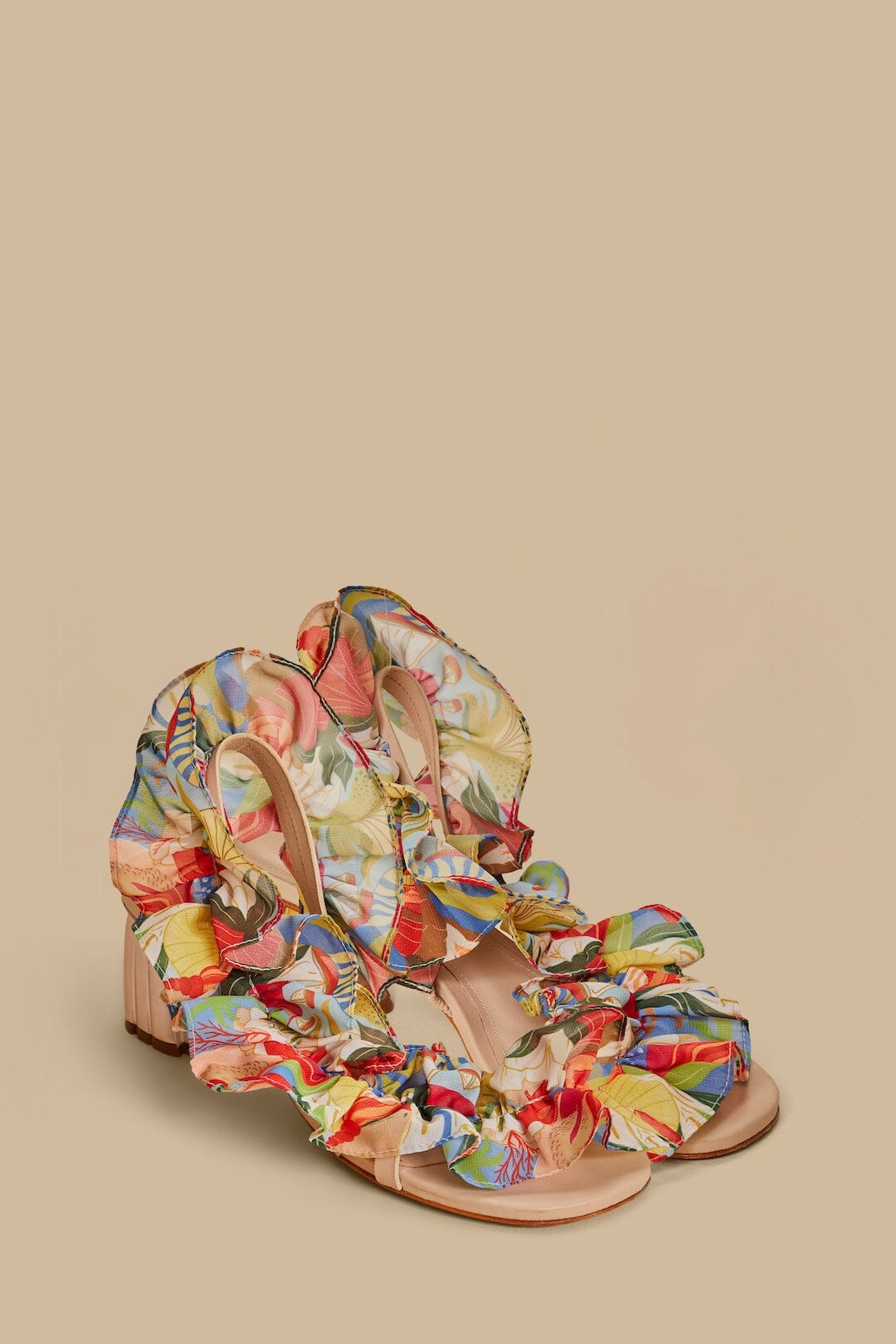 Multicolor Ocean View Monstera Heeled Sandal