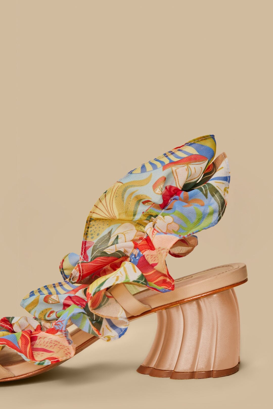 Multicolor Ocean View Monstera Heeled Sandal