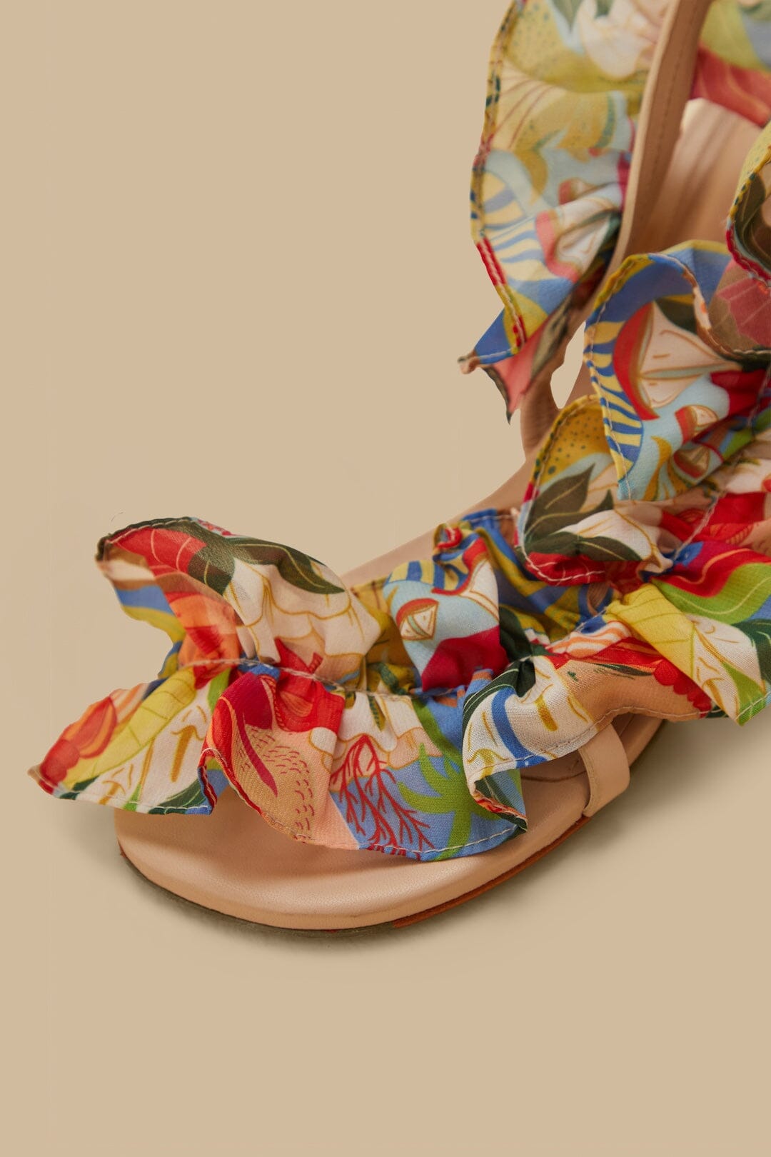 Multicolor Ocean View Monstera Heeled Sandal