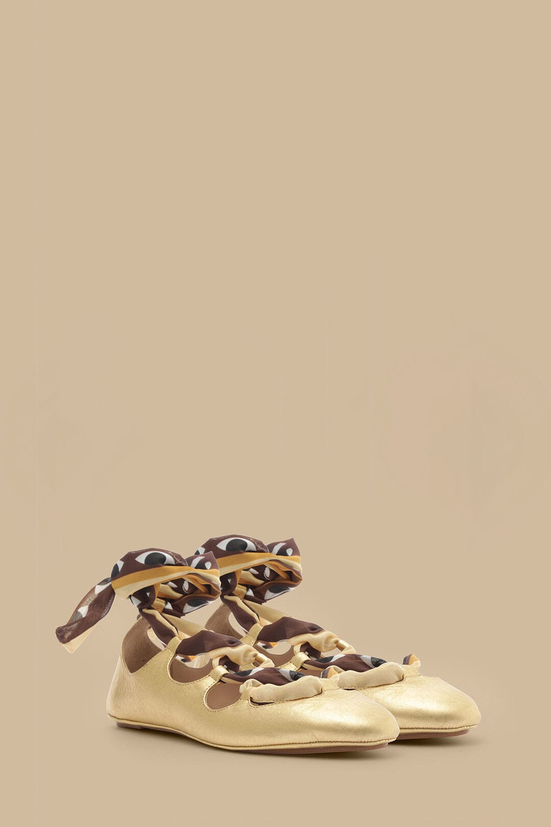 Gold Lace Up Scarf Ballerina