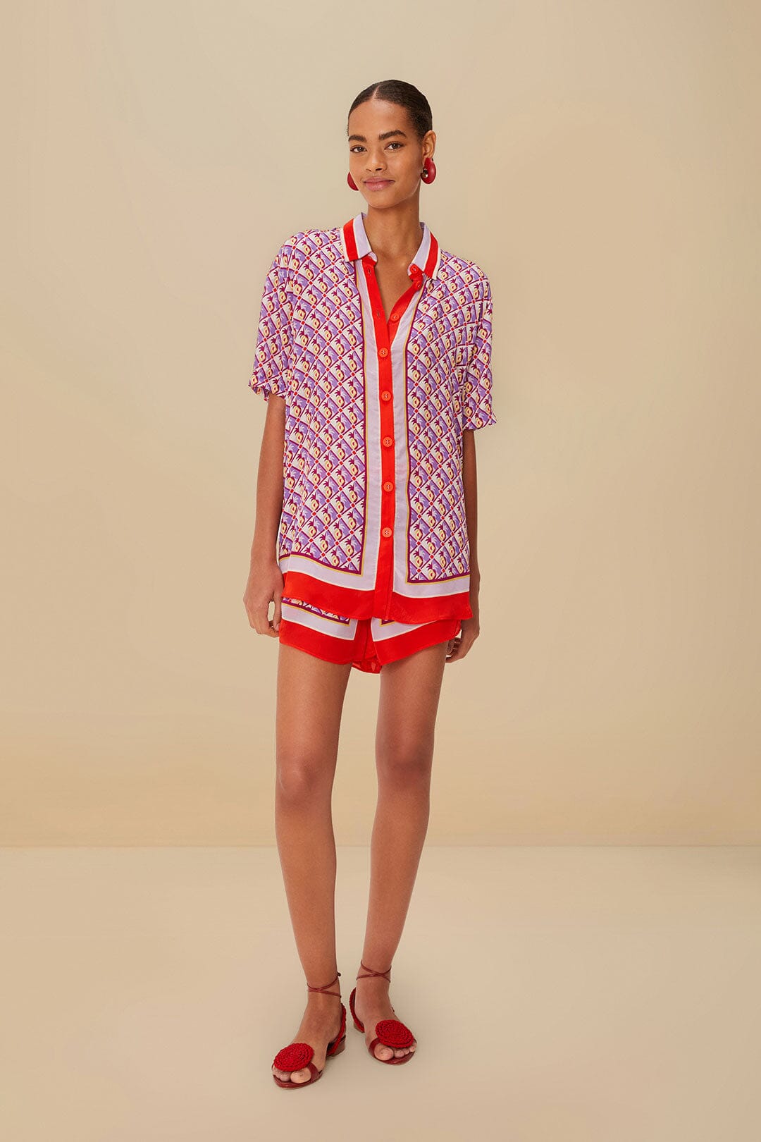 Multicolor Graphic Pineapple Scarf Shirt