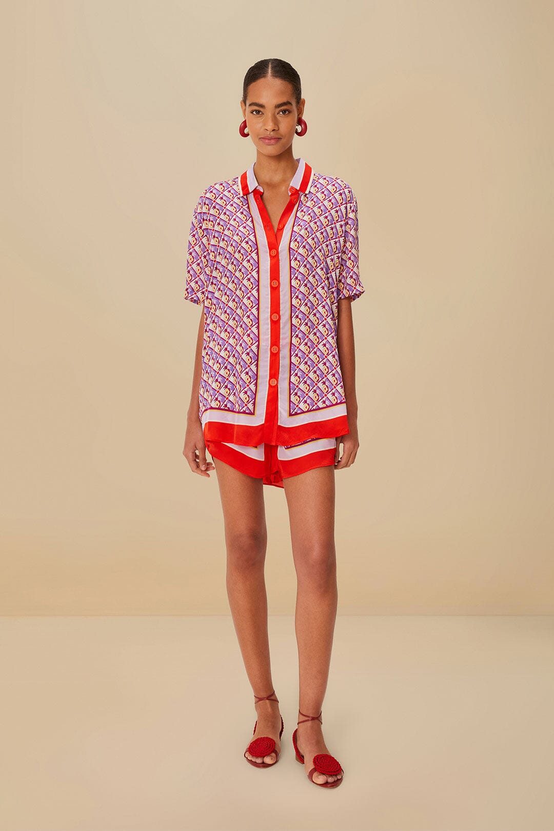 Multicolor Graphic Pineapple Scarf Shorts