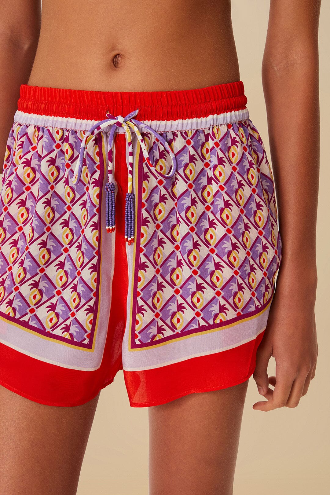 Multicolor Graphic Pineapple Scarf Shorts
