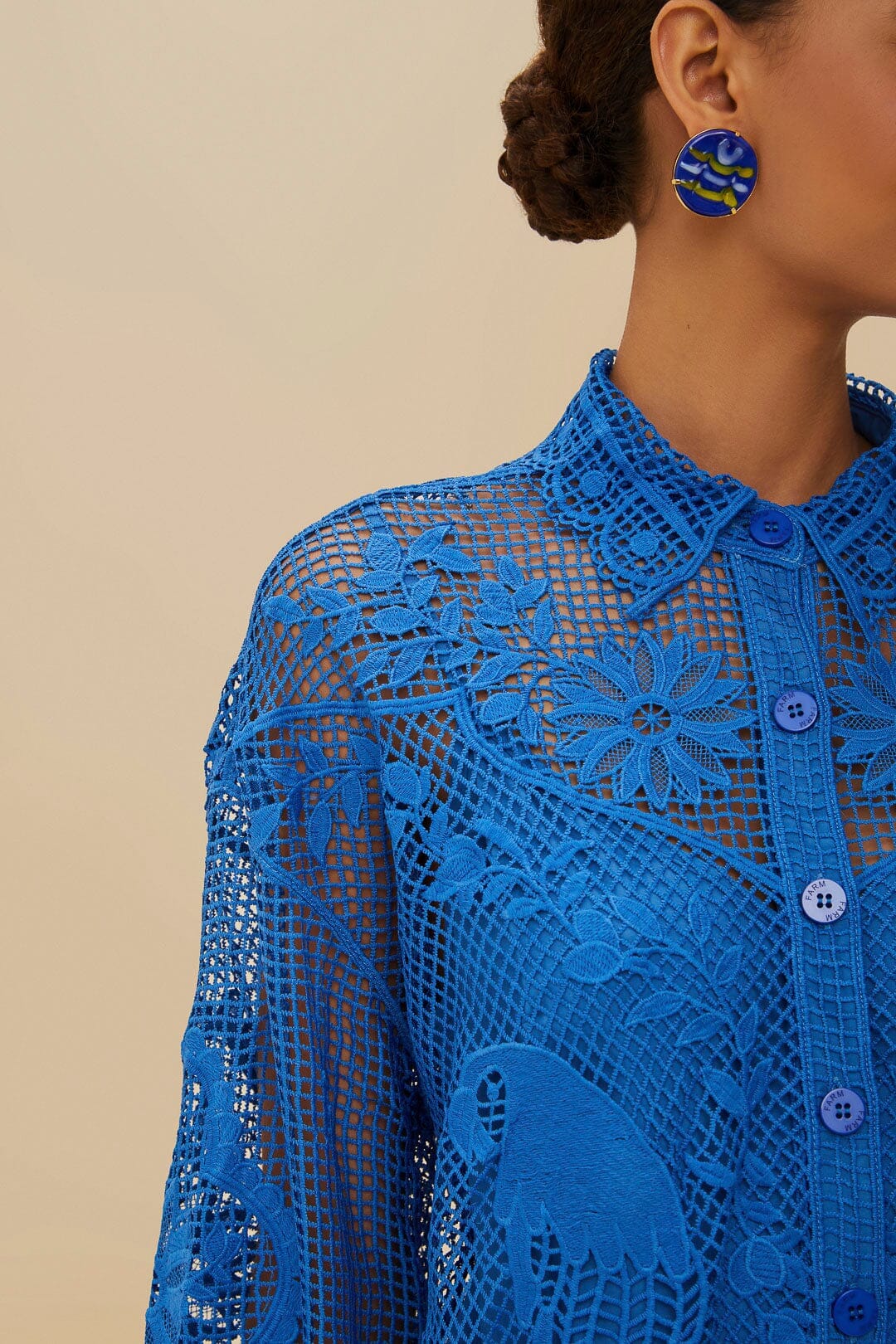 CHEMISE BLEUE GUIPURE PAYSAGE