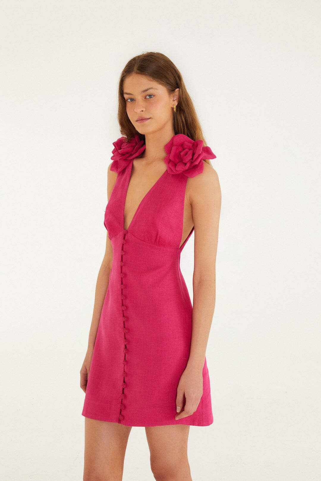 ROBE MINI ROSE SANS MANCHES