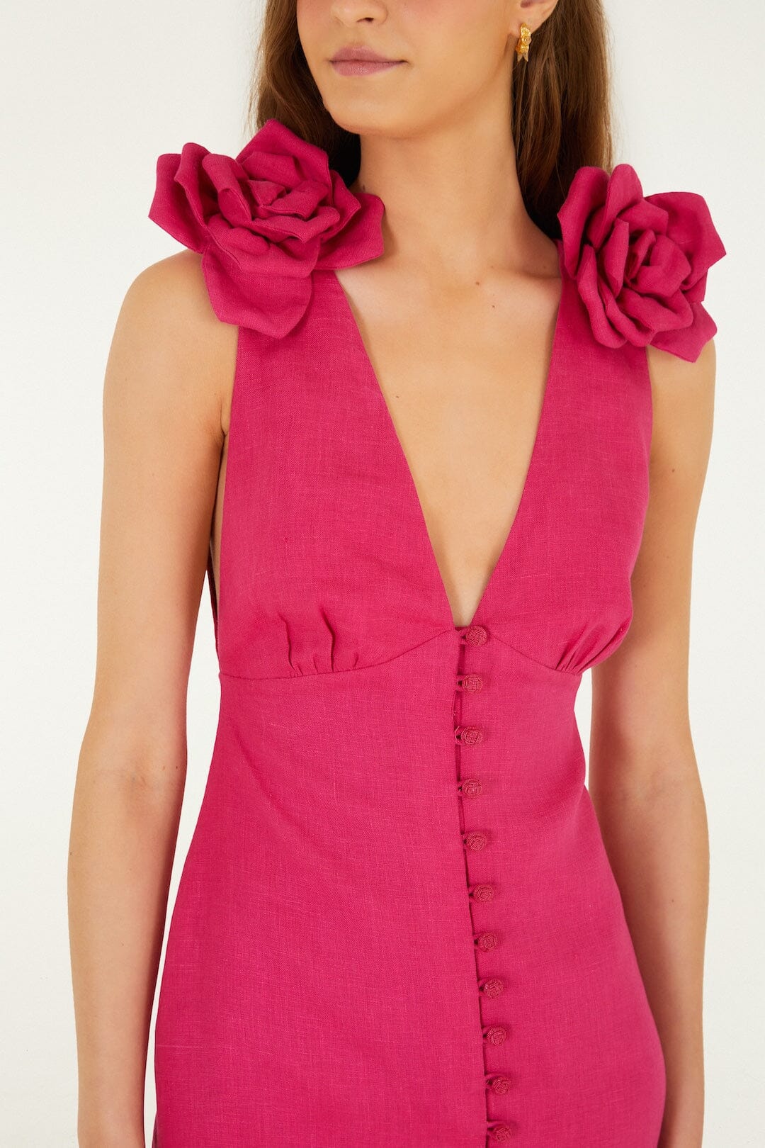 ROBE MINI ROSE SANS MANCHES