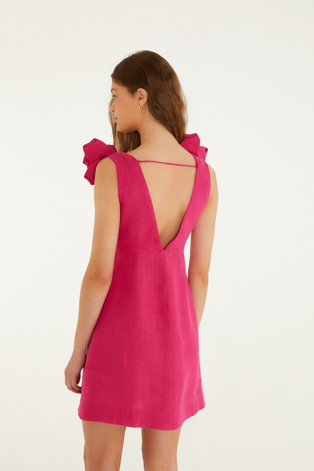 ROBE MINI ROSE SANS MANCHES