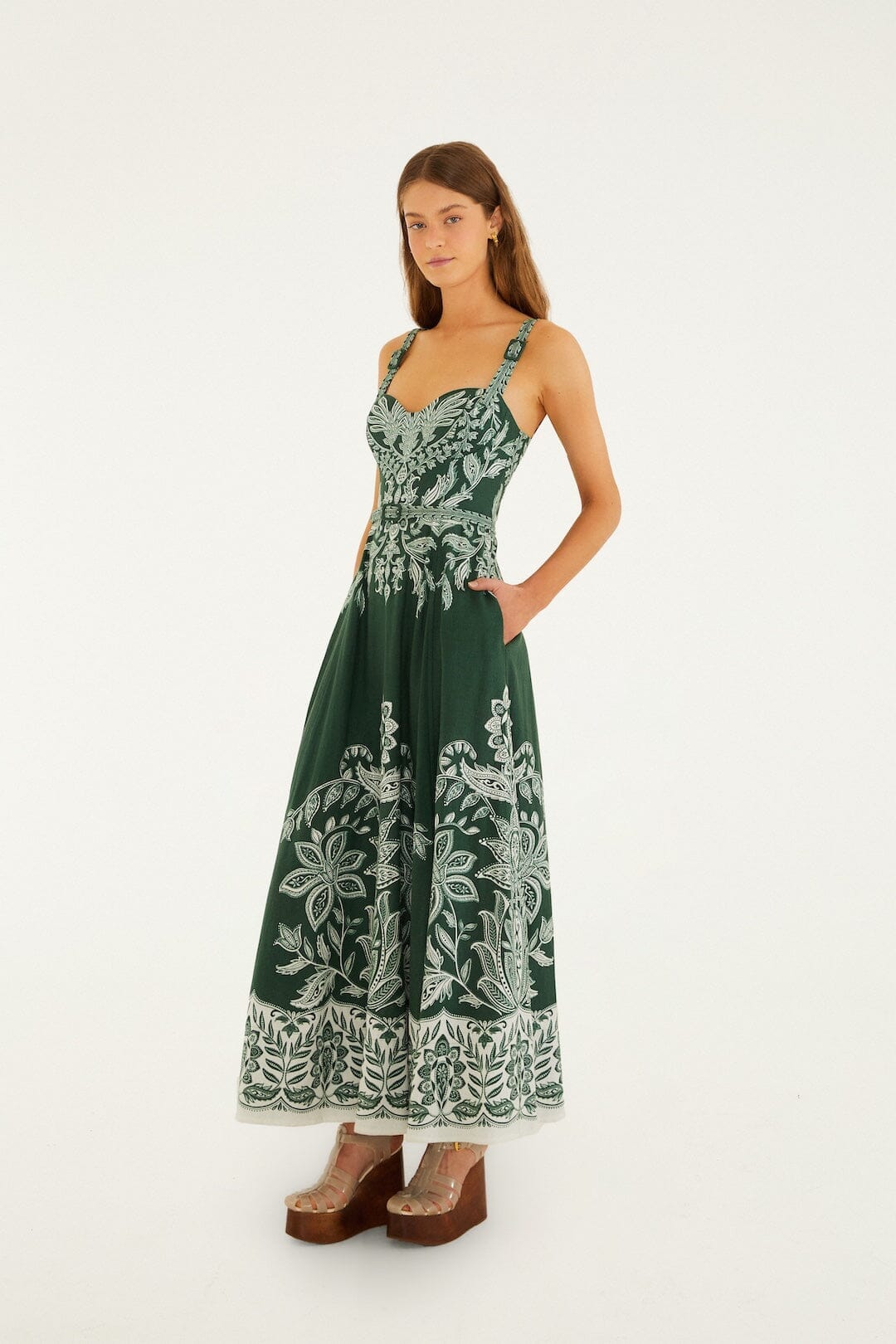 Dark Green Miranda Buckles Maxi Dress