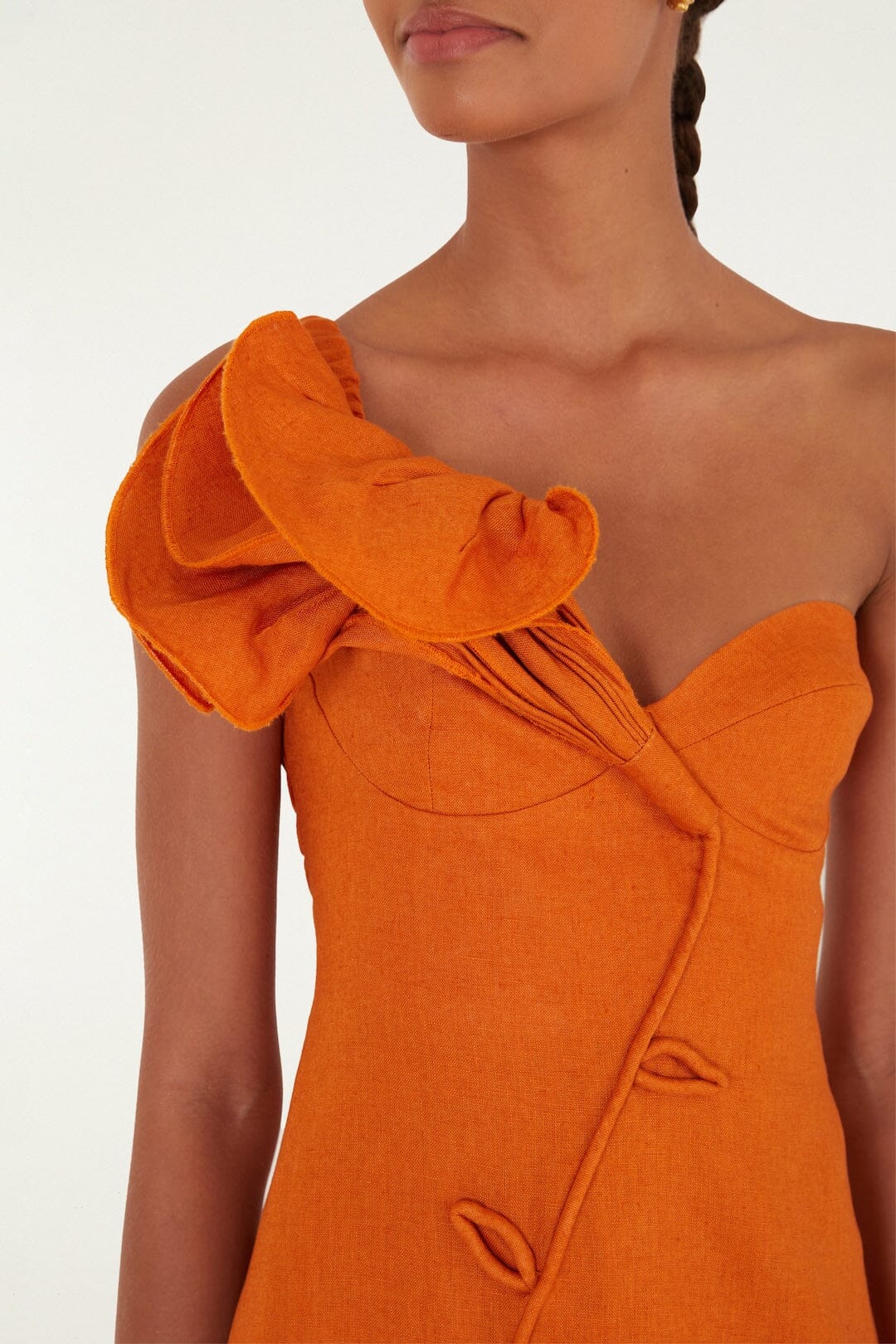 Orange Flower Euroflax Premium Linen Mini Dress