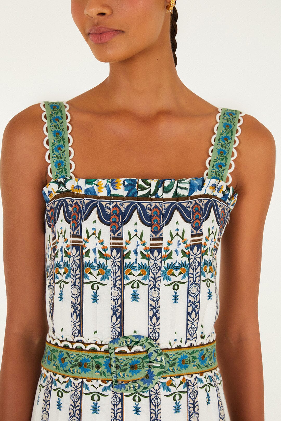 MANOELA OFF-WHITE ÄRMELLOSES GÜRTEL-MAXIKLEID