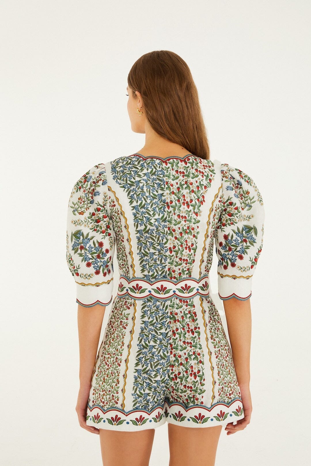 Combishort court en lin de première qualité Euroflax™ à découpes Off-White Fruit Beauty