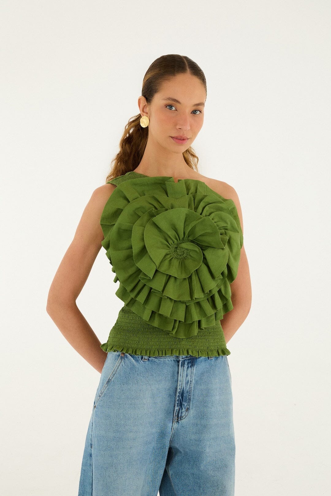 Blusa de un solo hombro Green en Farm Rio