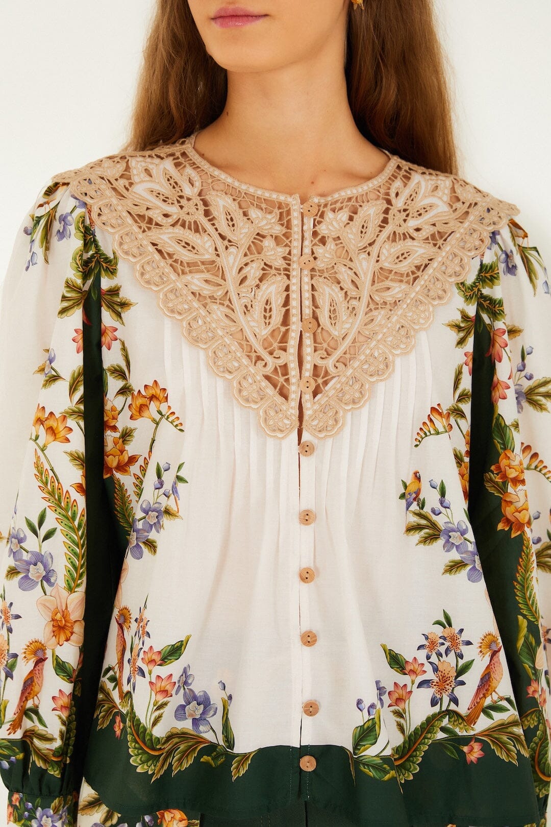 Sand Nature Lace Long Sleeve Blouse