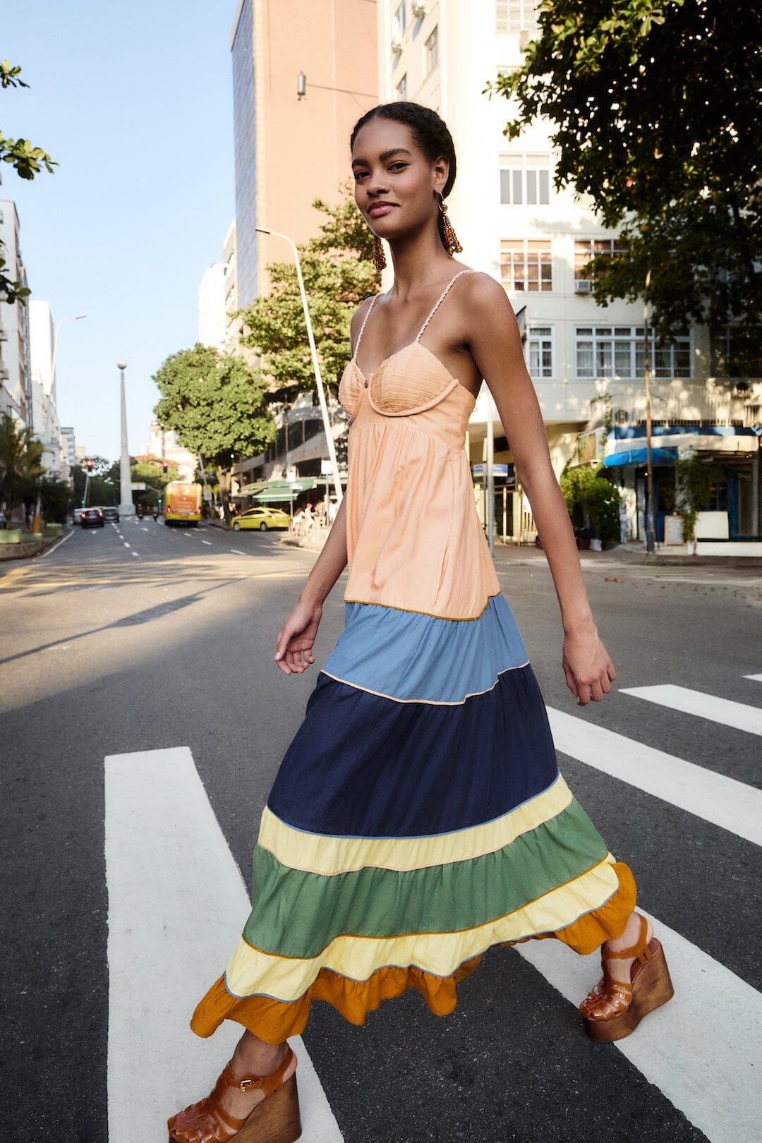 Multicolor Pleats Lenzing Ecovero Euroflax Maxi Dress