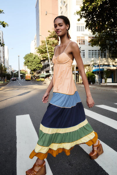 Multicolor Pleats Lenzing™ Ecovero™ Euroflax™ Maxi Dress | FARM Rio