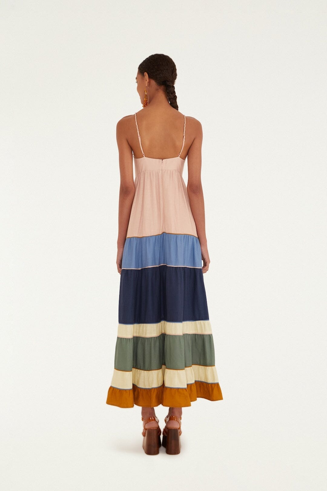 Multicolor Pleats Lenzing Ecovero Euroflax Maxi Dress
