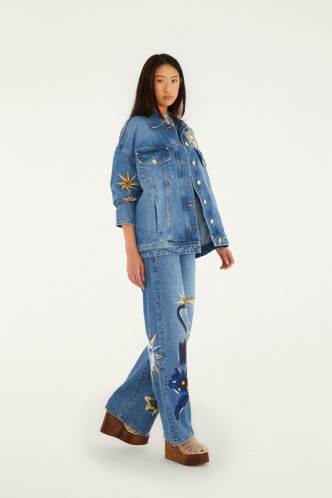 Denim Mystical Wide-Leg Pants | FARM Rio