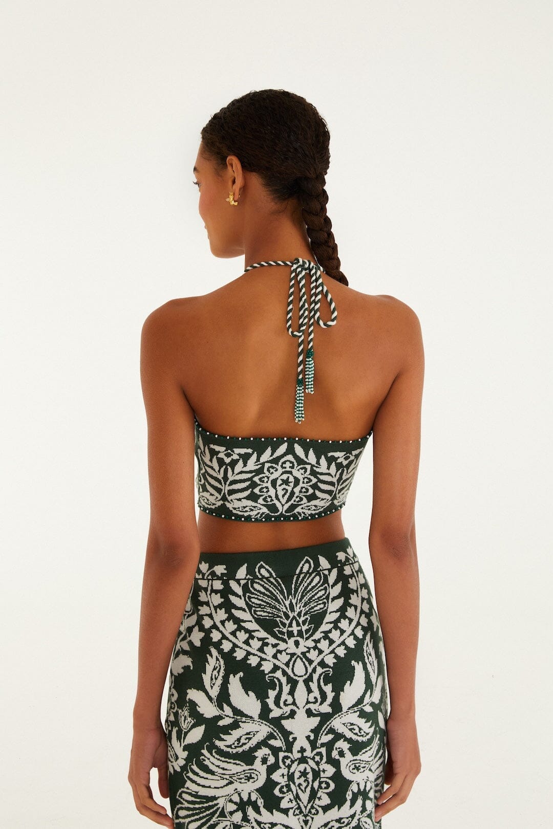 Dark Green Miranda Beaded Knit Top