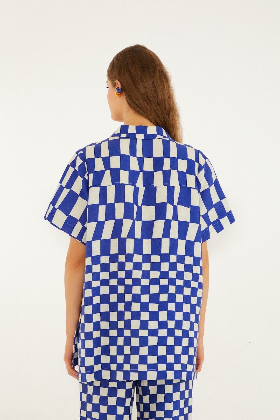 Blue Dream Checkered Short Sleeve Lenzing Ecovero Euroflax Shirt