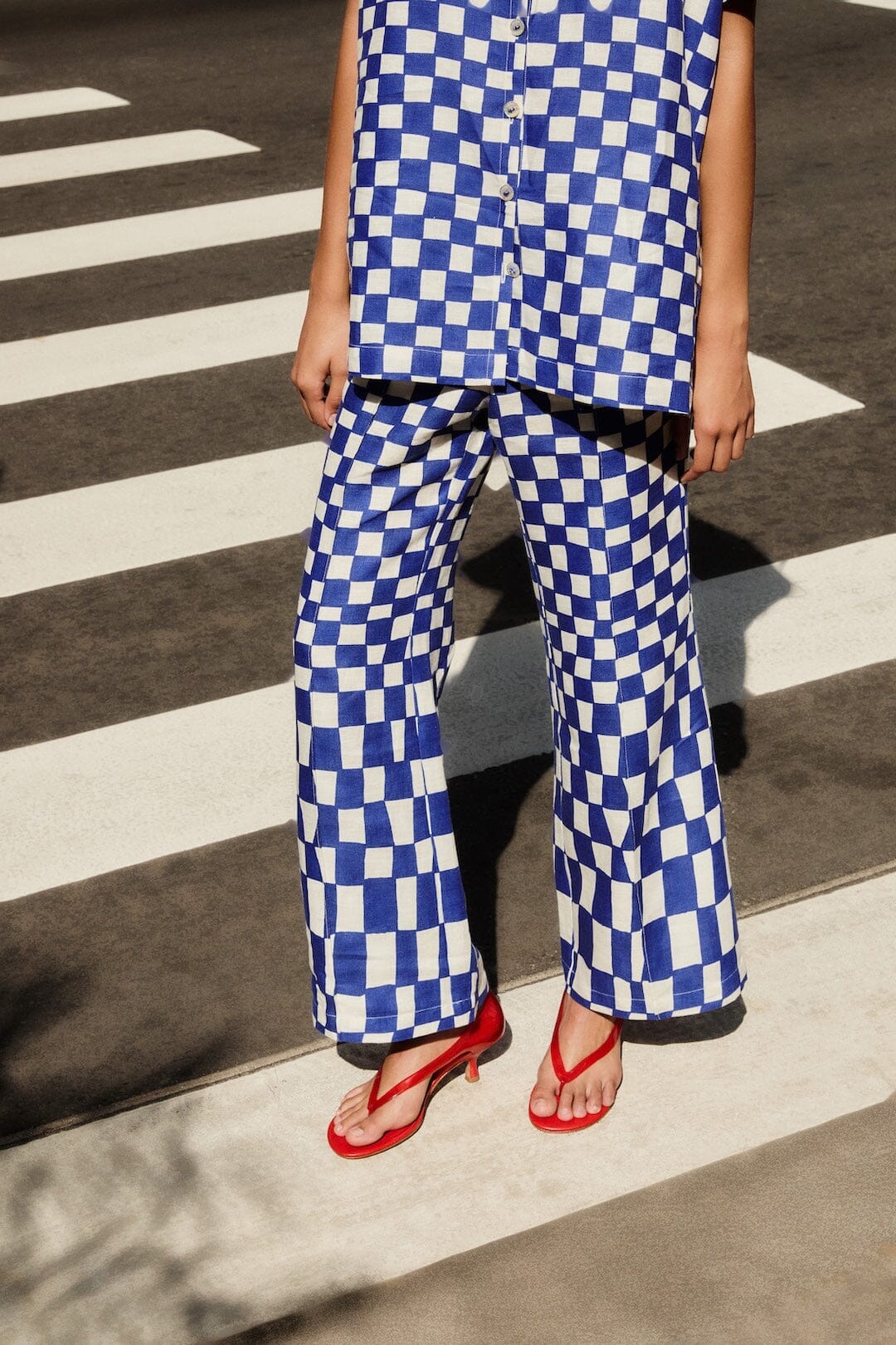 Blue Dream Checkered Lenzing Ecovero Euroflax Pants