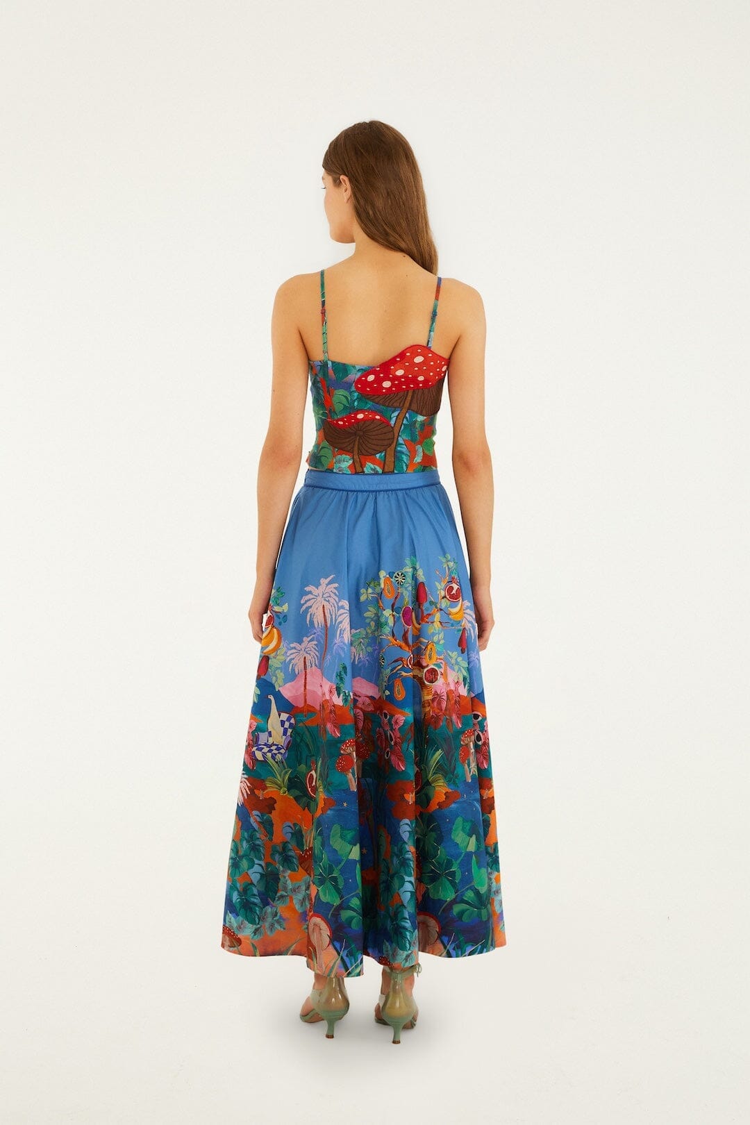 Multicolor Dream Landscape Organic Cotton Midi Skirt