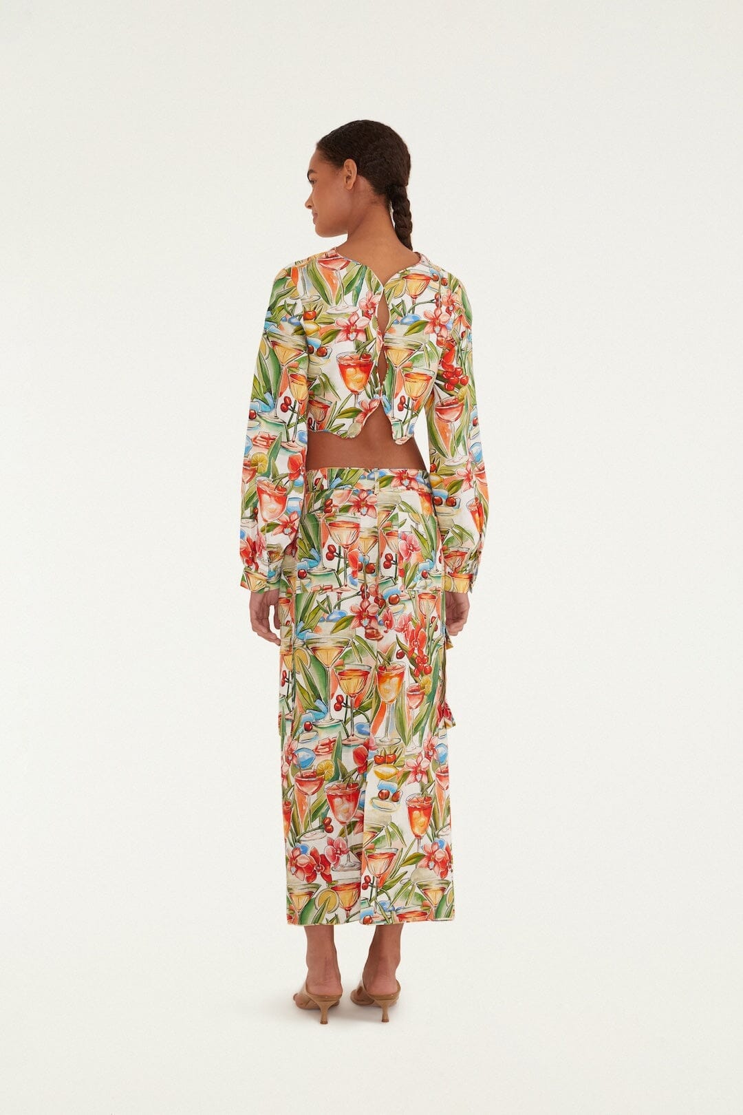 Off-White Sand Cocktail Euroflax Premium Linen Midi Skirt