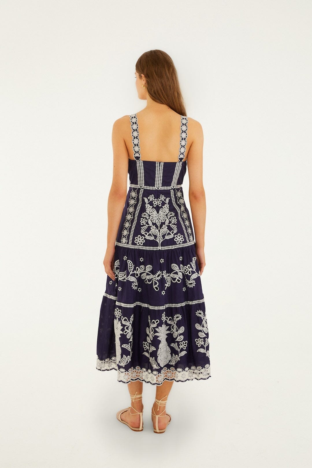 BLAU-WEISSES RICHILLIEU-MIDI-KLEID
