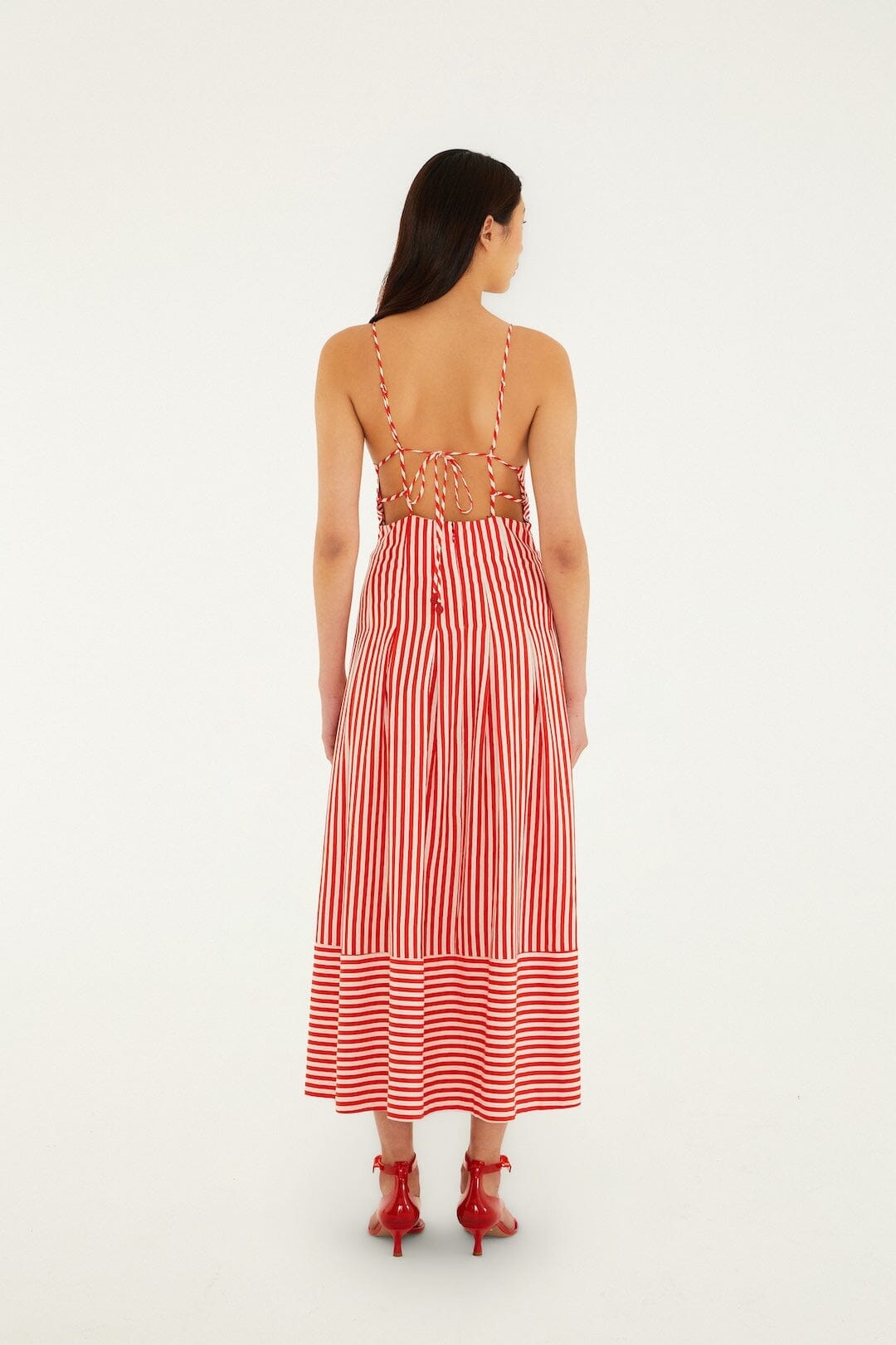 Off-White Checkered Stripes Sleeveless Lenzing Ecovero Euroflax Maxi Dress
