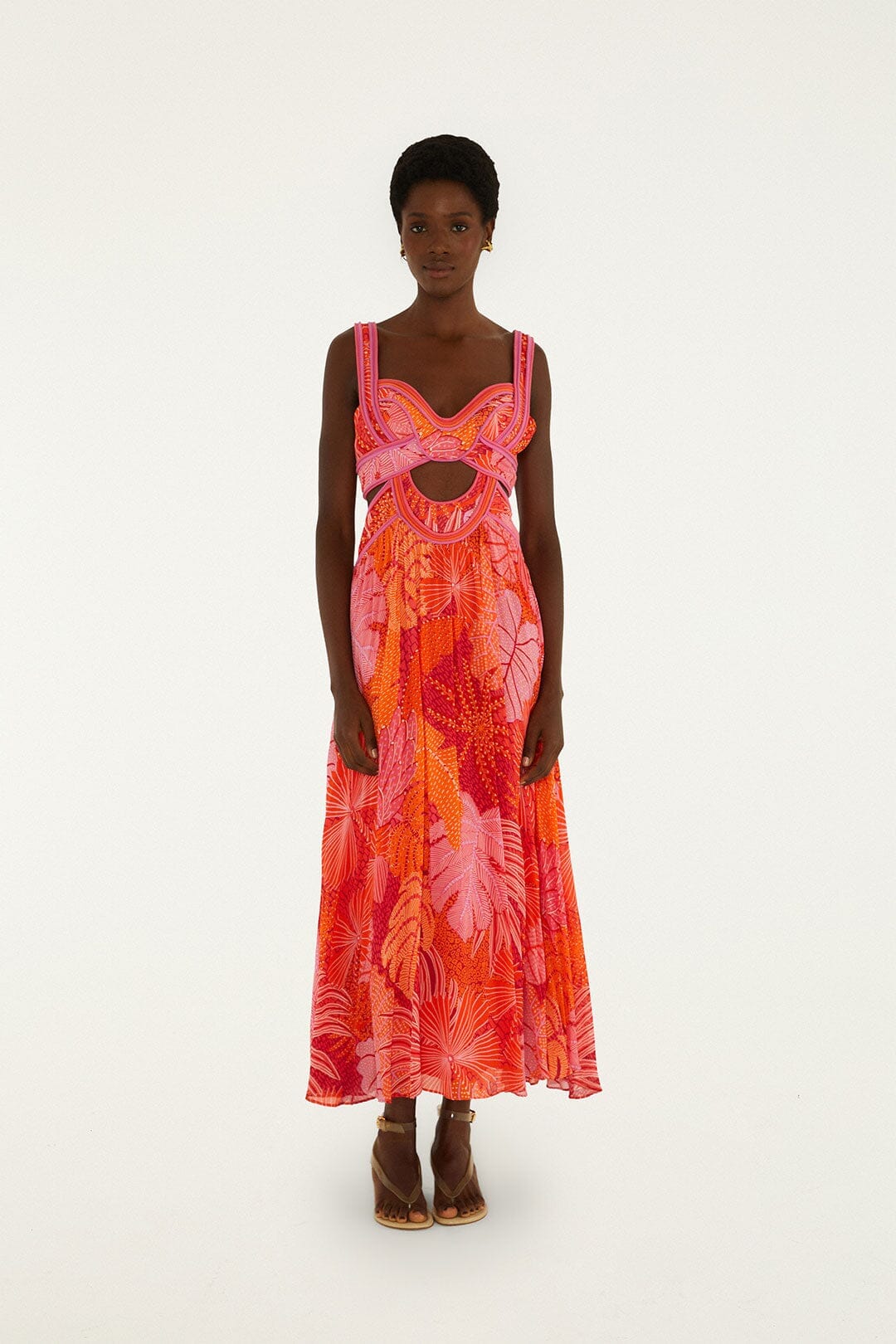 Multicolor Delicate Forest Cut-Out Maxi Dress