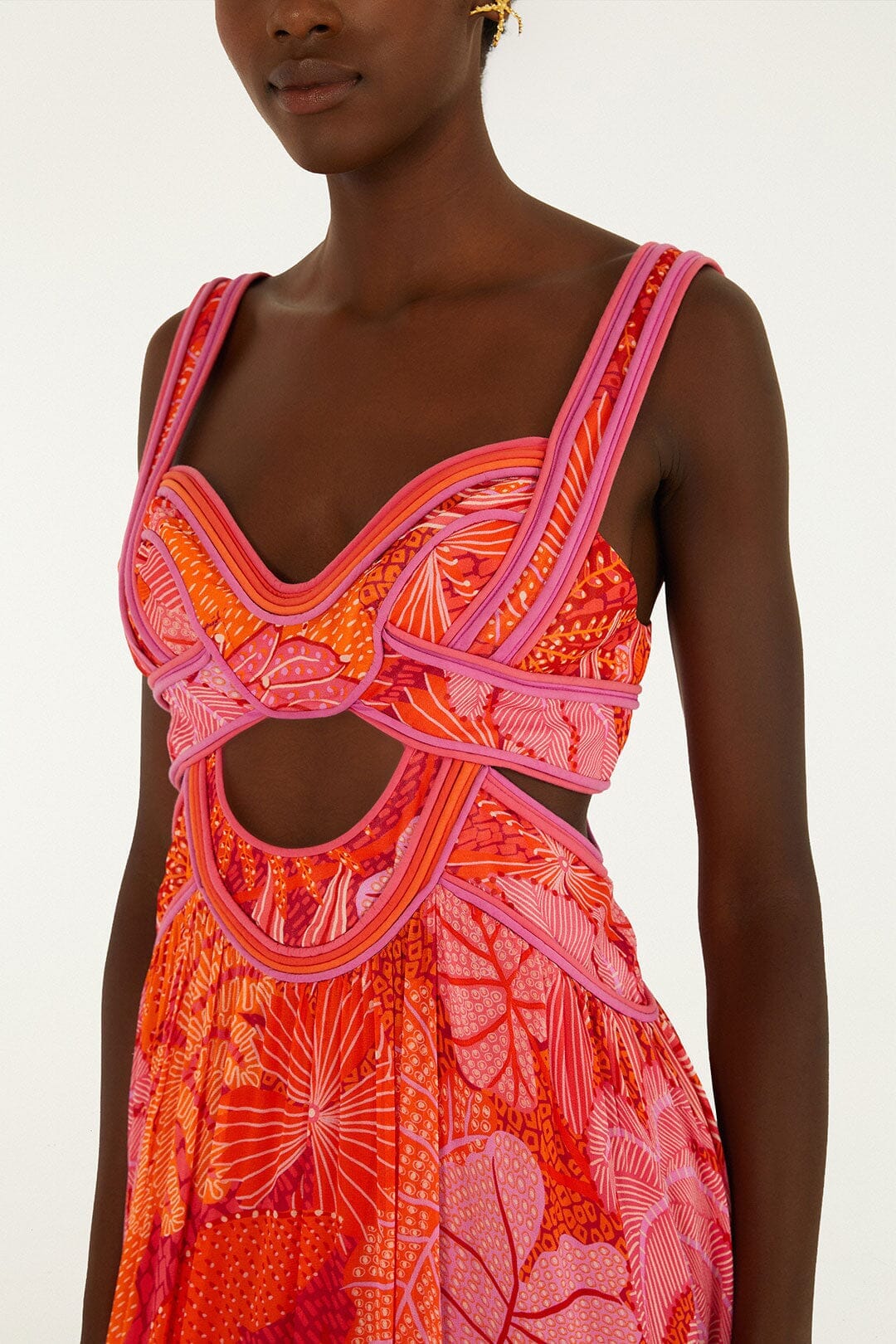 Multicolor Delicate Forest Cut-Out Maxi Dress