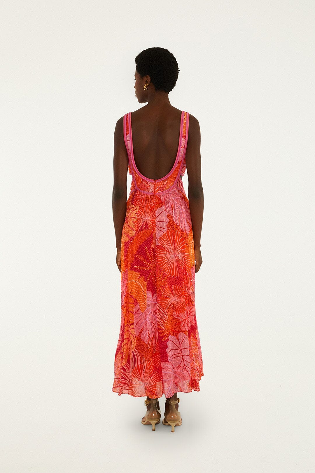 Multicolor Delicate Forest Cut-Out Maxi Dress