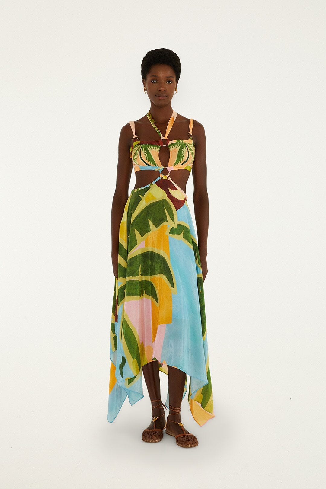 Tropisches Gemälde, Maxi-Mehrfarben-Maxikleid