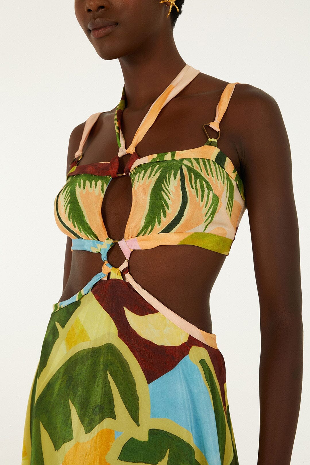 Tropisches Gemälde, Maxi-Mehrfarben-Maxikleid