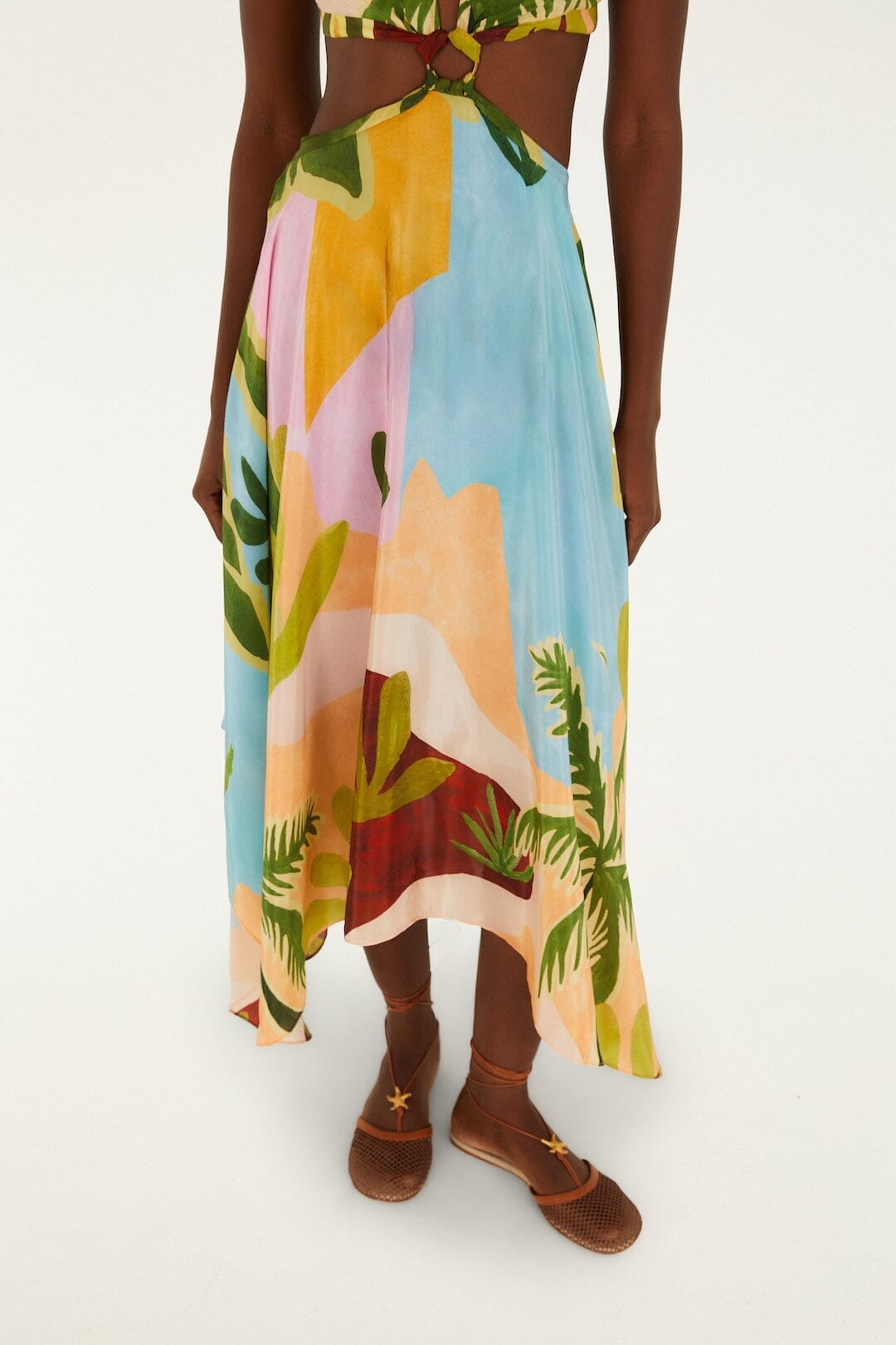 Tropisches Gemälde, Maxi-Mehrfarben-Maxikleid