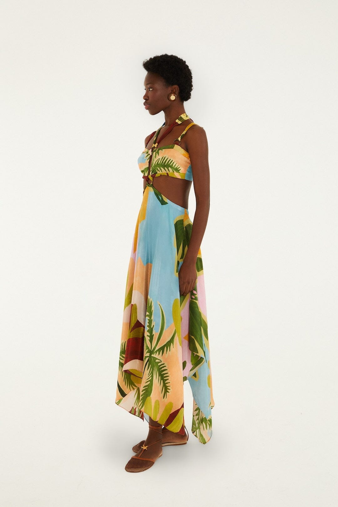 Tropisches Gemälde, Maxi-Mehrfarben-Maxikleid
