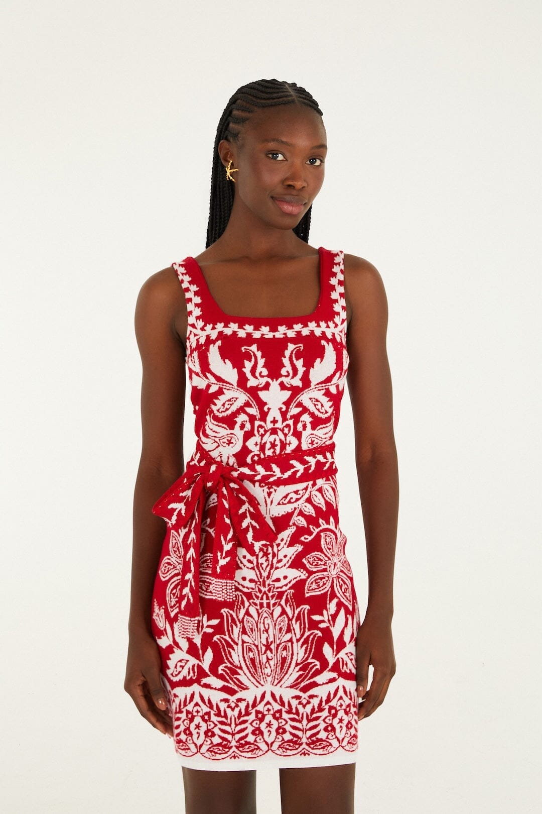 Robe courte rouge en maille Miranda