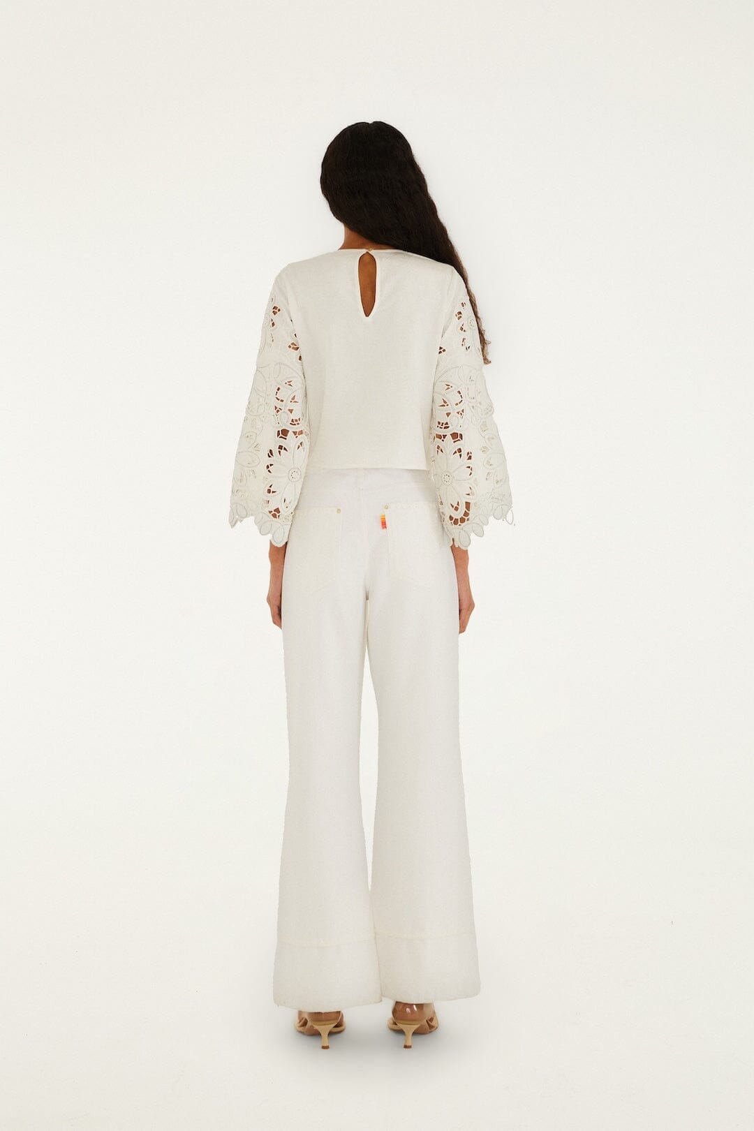Pantalon en sergé avec poches et franges