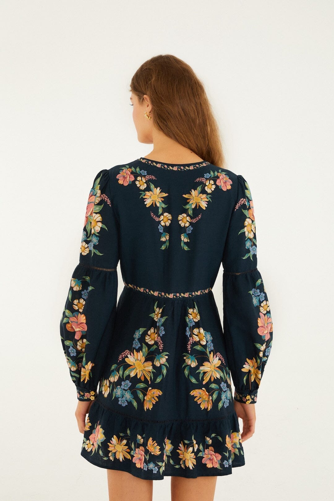 Dark Blue Maira Floral Lenzing Ecovero Euroflax Mini Dress