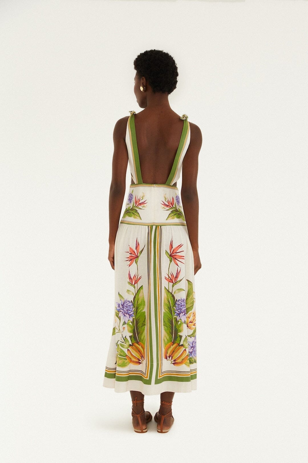 Sand Tropical Scarf Lenzing Ecovero Euroflax Maxi Dress