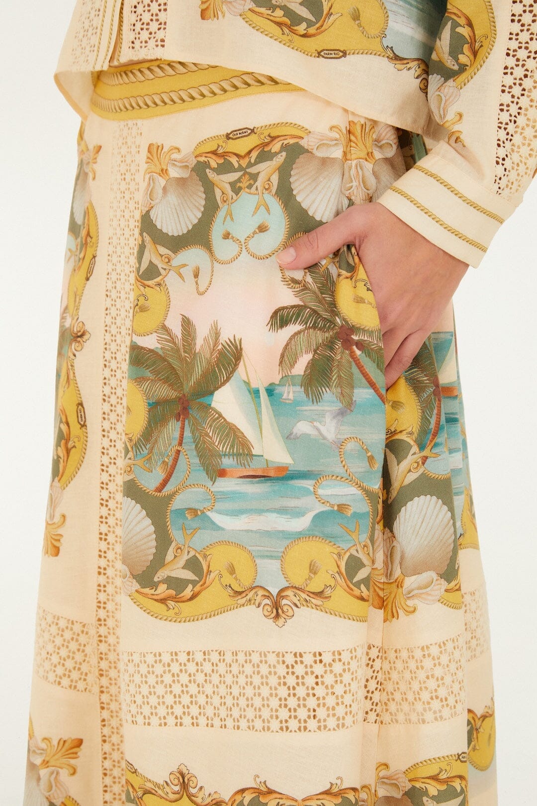 ROYAL SEA MULTICOLOR HÄKELDETAIL MIDI-ROCK