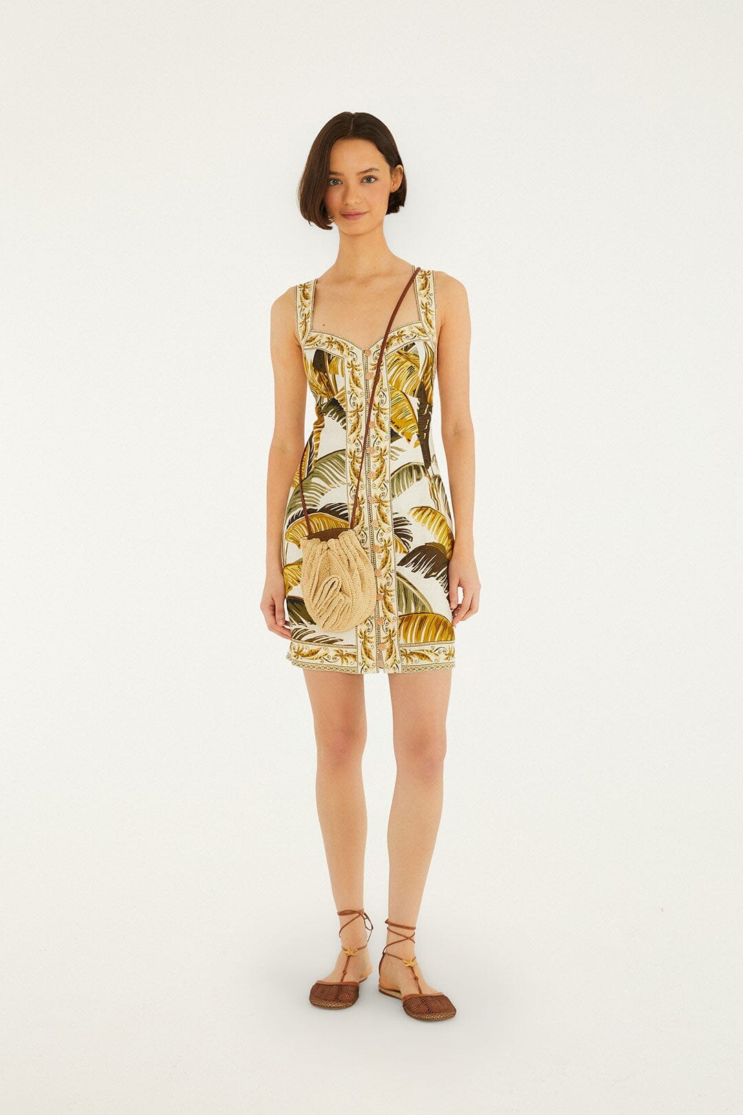 Off-White Trancoso Buttoned Mini Dress en Farm Rio