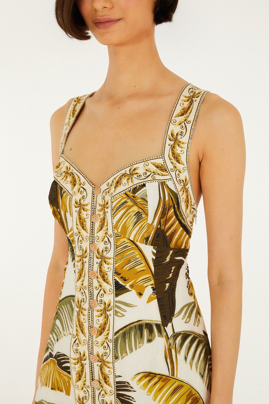 Mini-robe boutonnée en lin premium Euroflax™ Trancoso écru