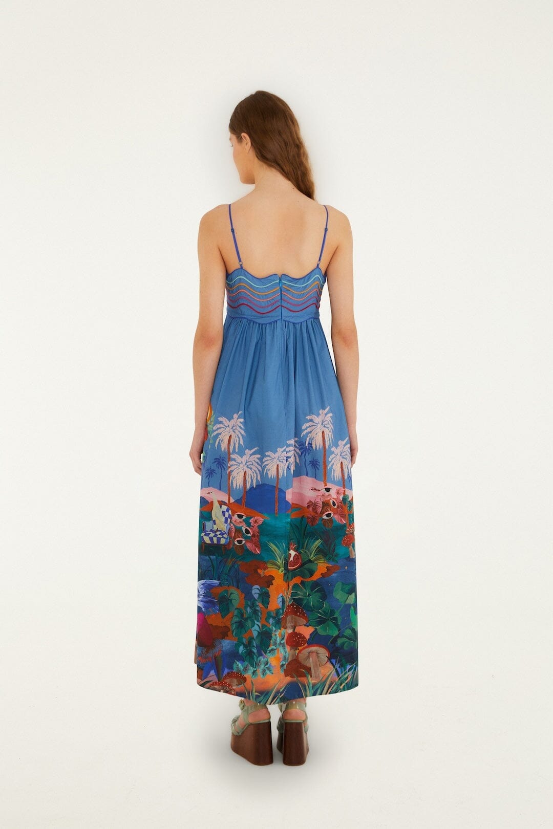 Multicolor Dream Landscape Organic Cotton Sleeveless Maxi Dress