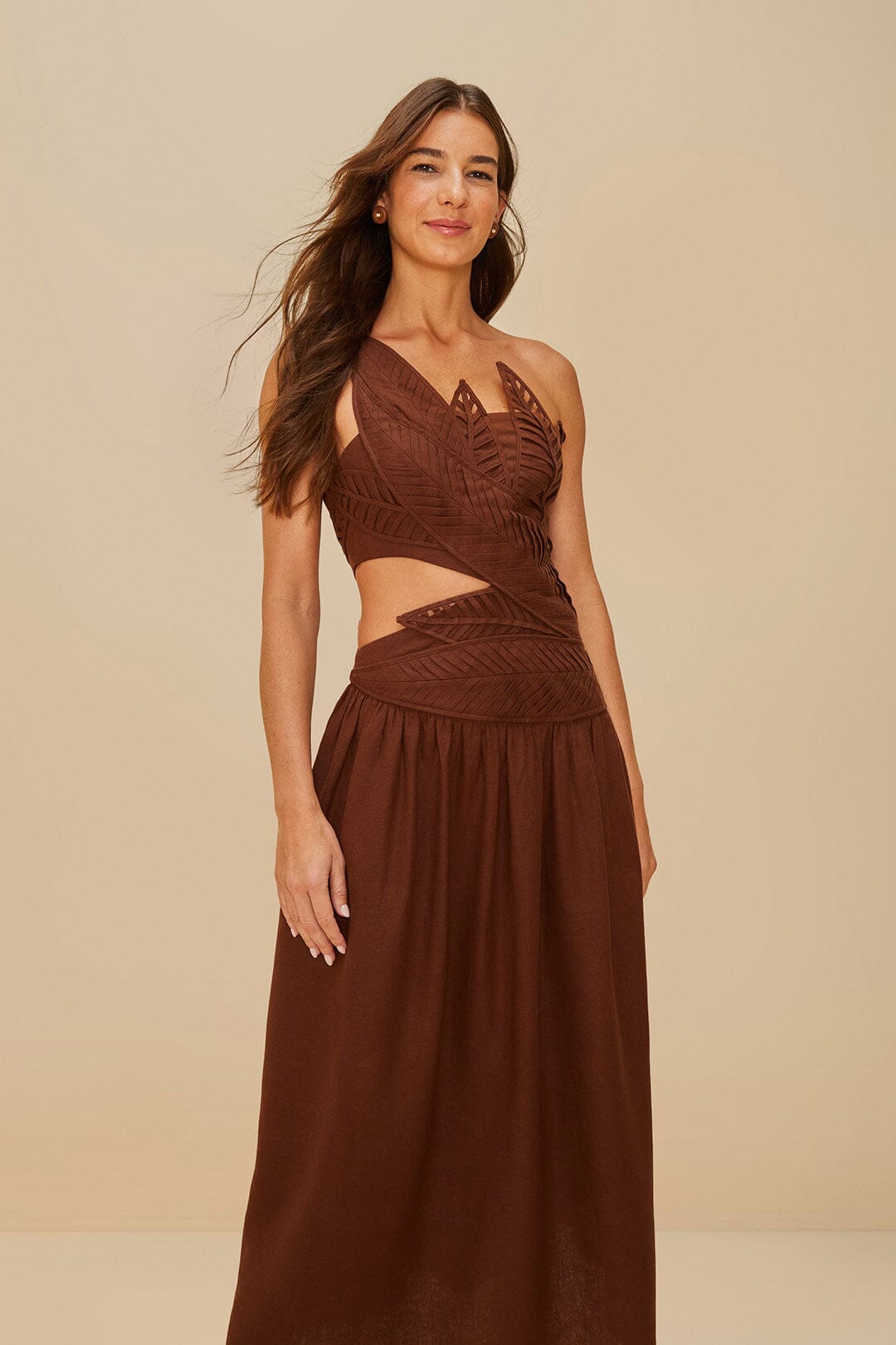 green leaves cut out midi dress farm rio Farm Rio