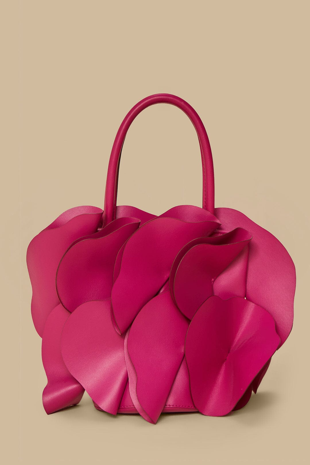 SAC FLEUR EN CUIR FUCHSIA