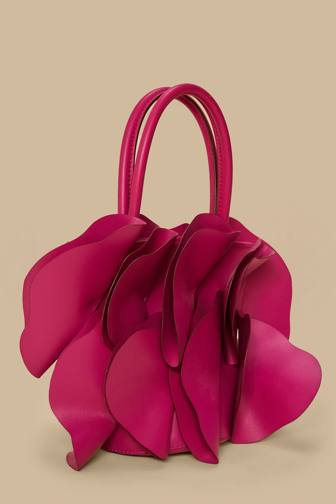 SAC FLEUR EN CUIR FUCHSIA